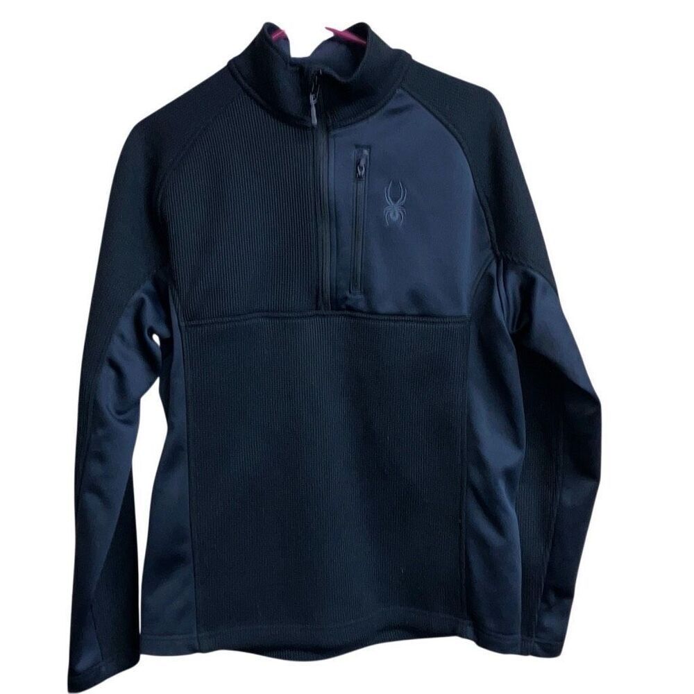 411. Spyder black half zip fleece lined fall jacket size medium